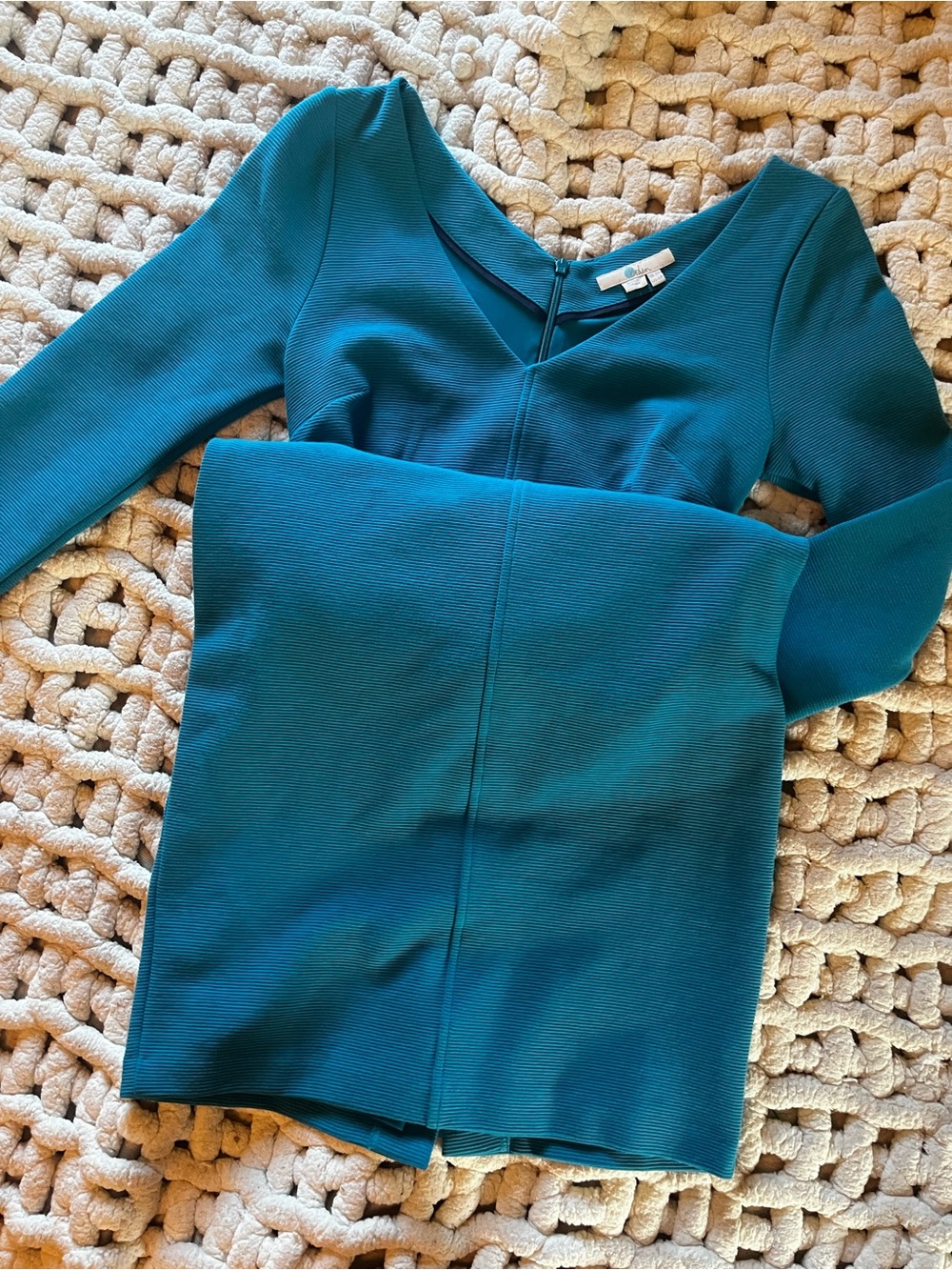 Boden Teal V-Neck Belted Sheath Dress - Picture 8 of 10